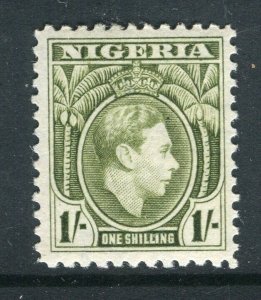 NIGERIA; 1938 early GVI portrait issue fine Mint hinged Shade of 1s. value