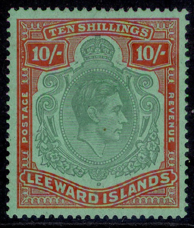 LEEWARD IS GVI SG113, 10s bluish green & deep red/green LH MINT. Cat £200 CHALKY
