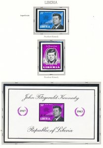 Liberia 1964 JFK John Fitzgerald Kennedy Imperf stamps and Mini Sheet MNH