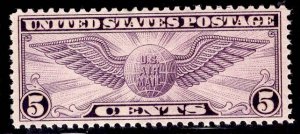 US Stamp #C16 5c Winged Globe Perf 10.5 x 11 MINT NH SCV $8.50