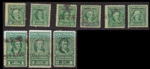 US Revenues Stock Transfers, Greens - 18 Issues of 1941 and 1942