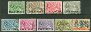 SG 114-122 Nyasaland 1934. ½d to 1/- set of 9. Very fine used CAT £42