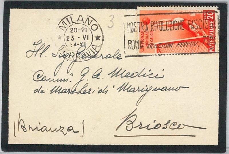 59653 -  ITALY- POSTAL HISTORY: MOURNING  COVER   - FOOTBALL