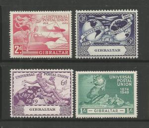 GIBRALTAR, 123-126, MINT HINGED, UPU ISSUE