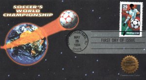 US FIRST DAY COVER 1994 SOCCER'S WORLD CHAMPIONSHIP SPECIAL CACHET 10,000 ISSUED