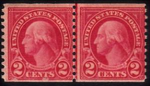 United States #599, Join Line Pair, MNH