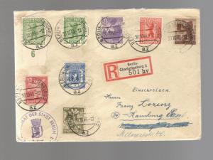 1946 Germany cover Charlottenburg, Berlin to Hamburg #11N1-7 #11N1a CDS 