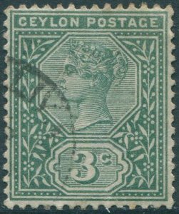 Ceylon 1899 SG257 3c green QV FU (amd)