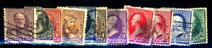 U.S. #219-228 USED SET MIXED CONDITION