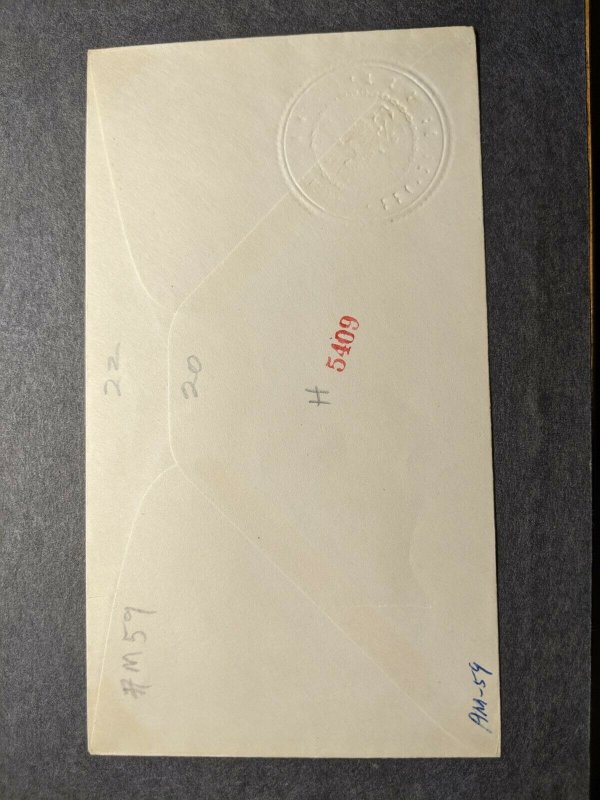 USS CHICKADEE AM-59 Naval Cover 1946 Embossed Cachet to USS CLIMAX AM-161