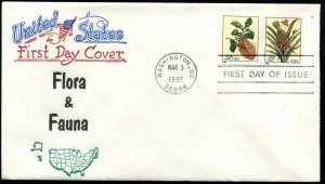 3127-3128 US 32c Merian Botanical Prints SA pair FDC,   Artopages cachet