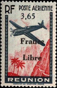 French Reunion #C14, Incomplete Set, 1943, Hinged