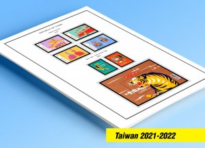 COLOR PRINTED TAIWAN [R.O.C.] STAMP ALBUM PAGES (16 illustrated pages)