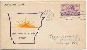 1936 Arkansas Centenary  Sc 782-112  scarce Unknown cachet Kasmer? CV $85.00