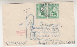 GOLD COAST, 1949 Taxed cover T18, KGVI 1/2d.(5) ODA to Germany, Russian Zone.