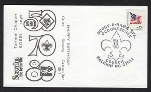 1980 US BOY Scouts Raleigh Occoneechee Scout-o-Rama SOSSI Tarheel cancel