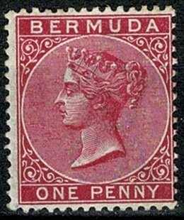 BERMUDA 1883-1904 QV 1d CARMINE-RED SG24 MINT HINGED Wmk.CROWN CA VGC