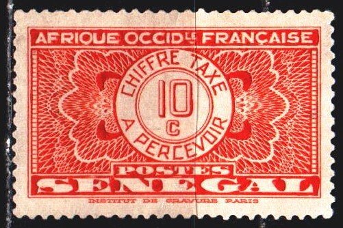 Senegal. 1935. P23 from the series. Porto, post office, number, ornament. MLH.