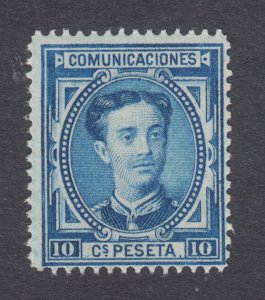 Spain Sc 223 MNH. 1876 10c blue King Alfonso, fresh clean gum, bright color