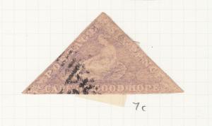 CAPE OF GOOD HOPE TRIANGLE 1855 6D LILAC SG7C USED