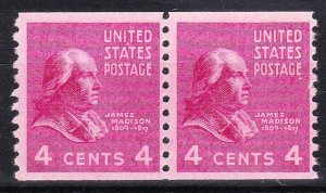 MOstamps - Scarce US Scott #843 Mint OG NH (Small Hole) Coil Pair -Lot # HS-B974