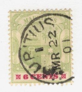 March 22, 1899 Mauritius SC #103 CDS  used 6 cent stamp