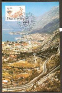 YUGOSLAVIA 1983 TRANSPORT, AUTOMOBILES, MOTOR WAY, MOUNTAIN, TOWN  MAX CARD #...