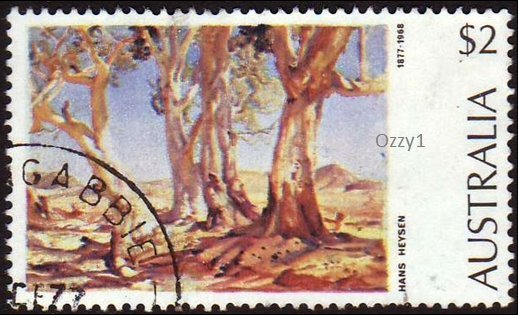 Australia 1974 Sc#574, SG#566 $2 Red Gums - Hans Heysen Painting USED.