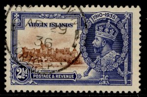 BRITISH VIRGIN ISLANDS GV SG105, 2½d brown & deep blue SILVER JUBILEE, USED.