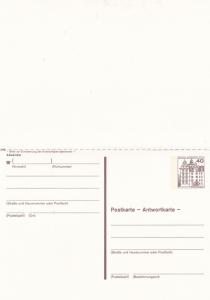 West Berlin 40pfg Prepaid Postcard with Reply Unused VGC