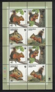 Armenia WWF Squirrel Sheetlet of 2 sets SG#484-487 MI#435-438 SC#632 a-d