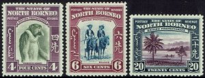 NORTH BORNEO 1939 PICTORIAL 4C 6C AND 20C