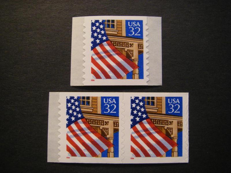 Scott 2915A, 32c Flag over Porch, Pair & Single, 11x10, MNH