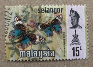 Selangor 1971 15c Butterflies, used. Scott 133, CV $0.30. SG 151