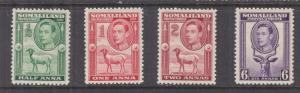 SOMALILAND PROTECTORATE, 1938 KGVI, 1/2a., 1a., 2a. & 6a., lhm.