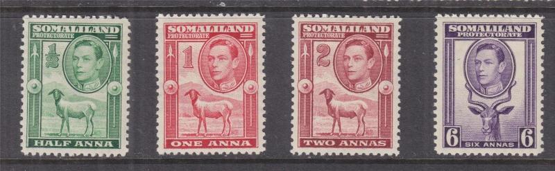 SOMALILAND PROTECTORATE, 1938 KGVI, 1/2a., 1a., 2a. & 6a., lhm.