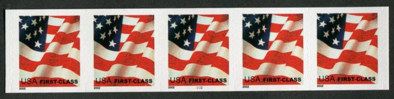 3622 US (37c) US Flag SA coil, MNH PNC5 #2222