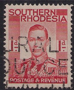 Southern Rhodesia 1937 KGV1 1d Scarlet used SG 41 ( A909 )