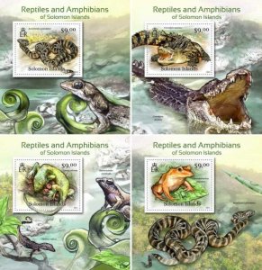 Solomon Islands - 2012 Reptiles & Amphibians - 4 Souvenir Sheets - SLM12122dlx