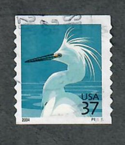 US #3829A Snowy Egret Used PNC Single plate #P11111