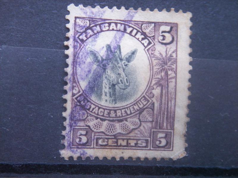 TANGANYIKA, 1922, used 5c, Giraffe. Scott 10