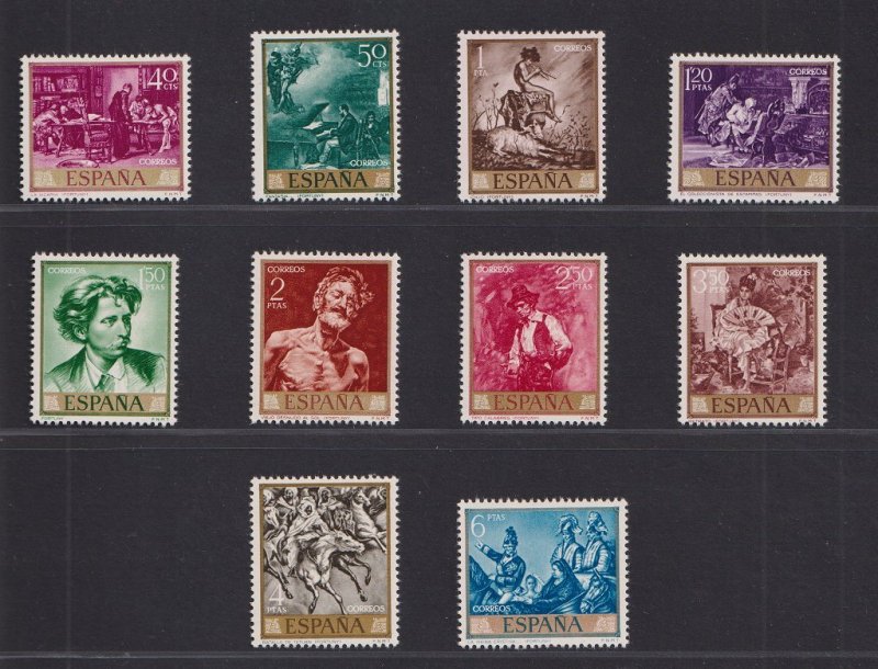 Spain  #1512-1521  MNH  1968  Stamp day  Fortuny paintings