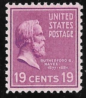 824 19 cent Rutherford Hayes Stamp Mint OG NH EGRADED XF 90