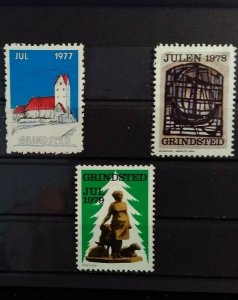 Cinderella Poster Stamp Denmark Grindsted Christmas TB seals 1977-1979 lot of 3