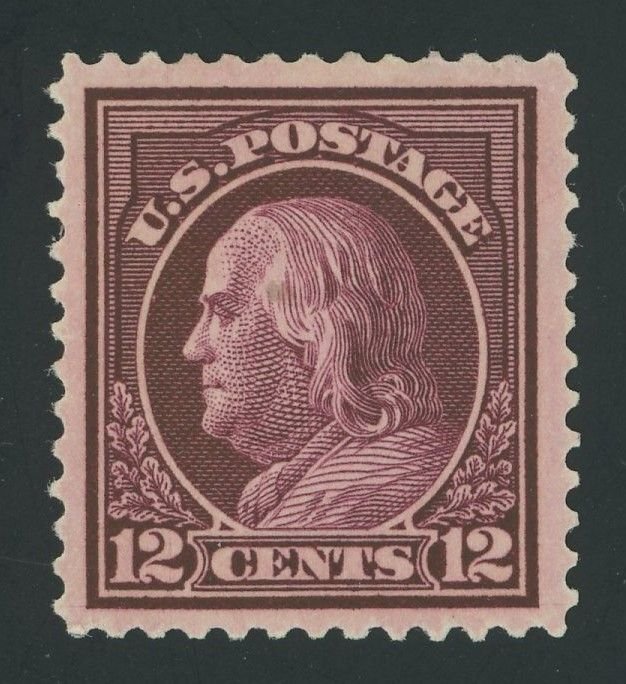USA 417 - 12 cent Franklin perf 12 - VF Mint hinged (perf dimple thin spot)