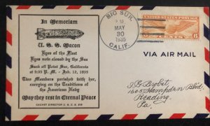 1935 Big Sur CA USA Cover Macon Airship ZRS5 Airmail Zeppelin Memorial Day