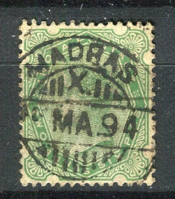 INDIA; 1890s early classic QV issue used 2a. 6p. value + Postmark, Madras