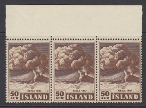 Iceland, Scott 249, MNH strip of three