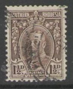 SOUTHERN RHODESIA SG16c 1933 1½d CHOCOLATE p12 USED