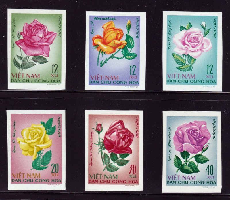 North Viet Nam - 1968 - Sc 495 - 500  - Roses - Imperforation - MNH